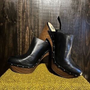 Gianni Bini, Time Warp Black Leather Clog! Size 11